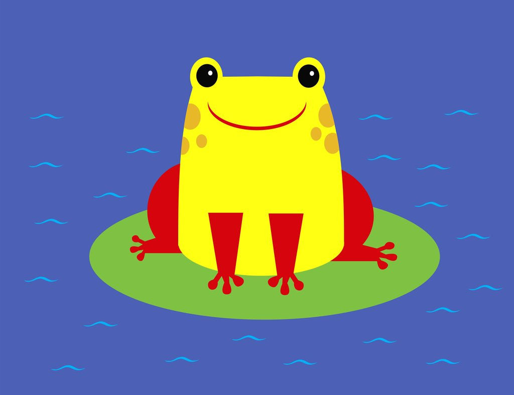 Detail of Cheerful frog sitting on lily pad by Corbis