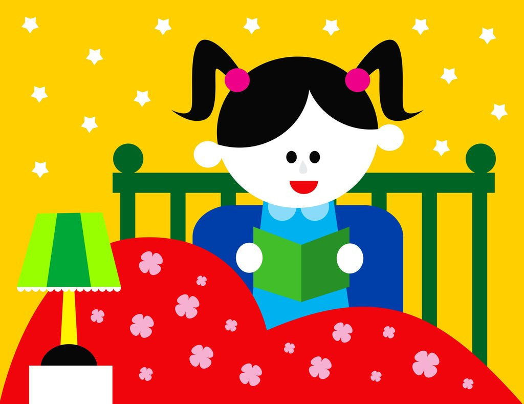 Detail of Girl reading in bed by Anonymous