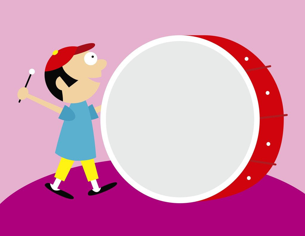 Detail of Boy with large drum by Anonymous