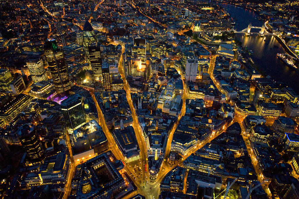 Detail of Aerial View of London at Night by Anonymous