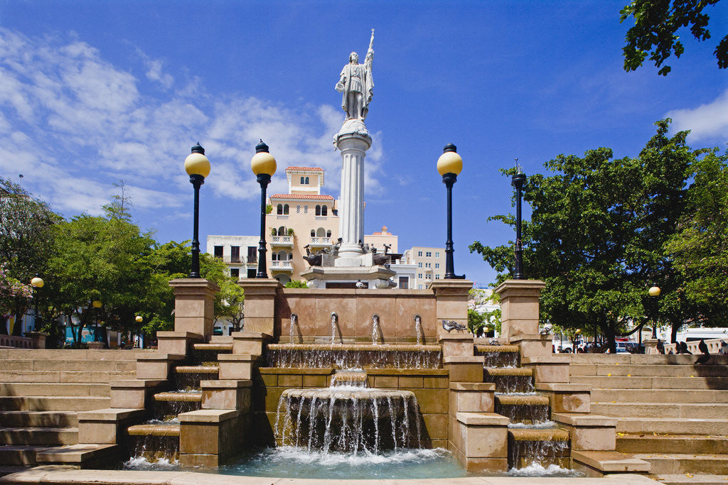 Detail of Fountain and Monument in Plaza de Colon by Anonymous