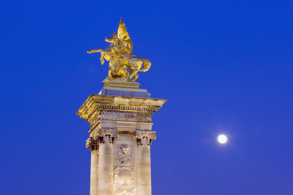Detail of Gilded Statue of Fame and Pegasus on Pont Alexandre-III by Corbis