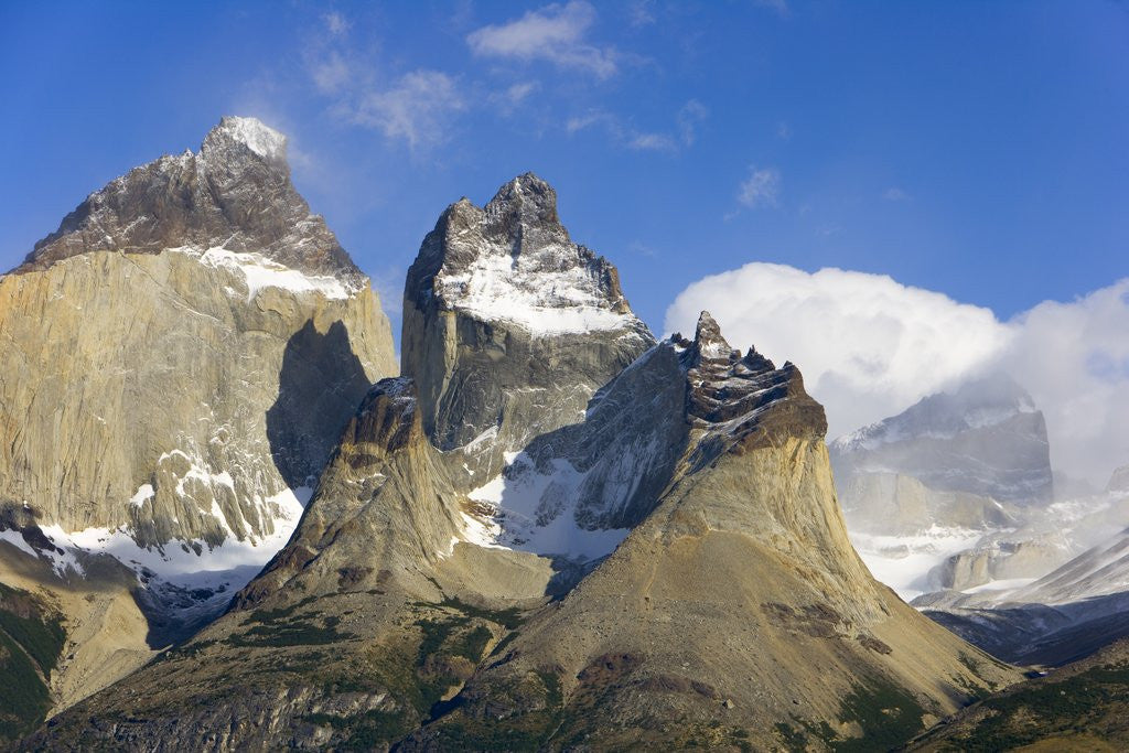 Detail of Rugged and Misty Cuernos del Paine Peaks by Anonymous