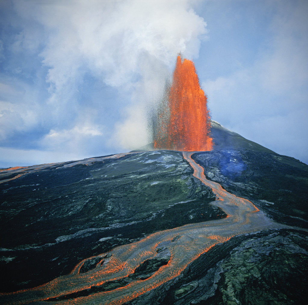 Detail of Lava fountain in Pu'u O'o Vent on Kilauea Volcano by Anonymous