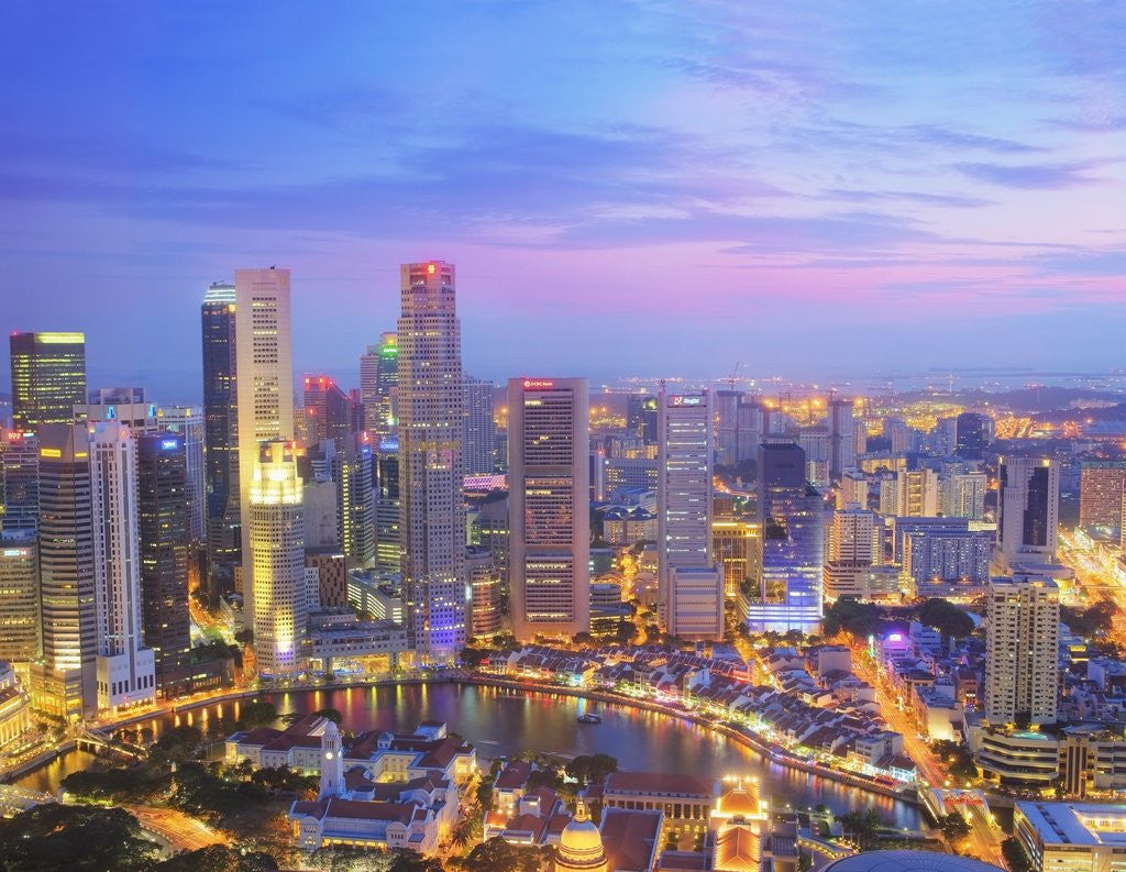 Detail of Singapore Skyline at Dusk by Corbis