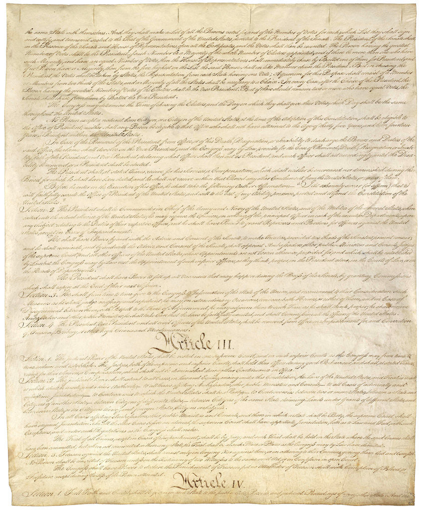 Detail of Page Three of the Constitution of the United States by Anonymous