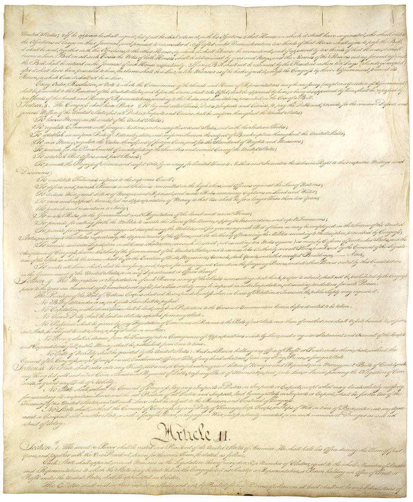 Detail of Page Two of the Constitution of the United States by Anonymous