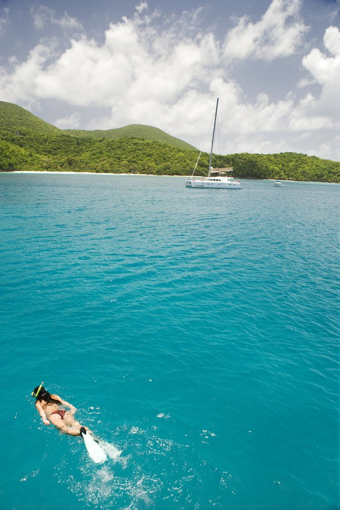 Detail of Woman Snorkeling in Hawksnest Bay at St. John Island by Anonymous