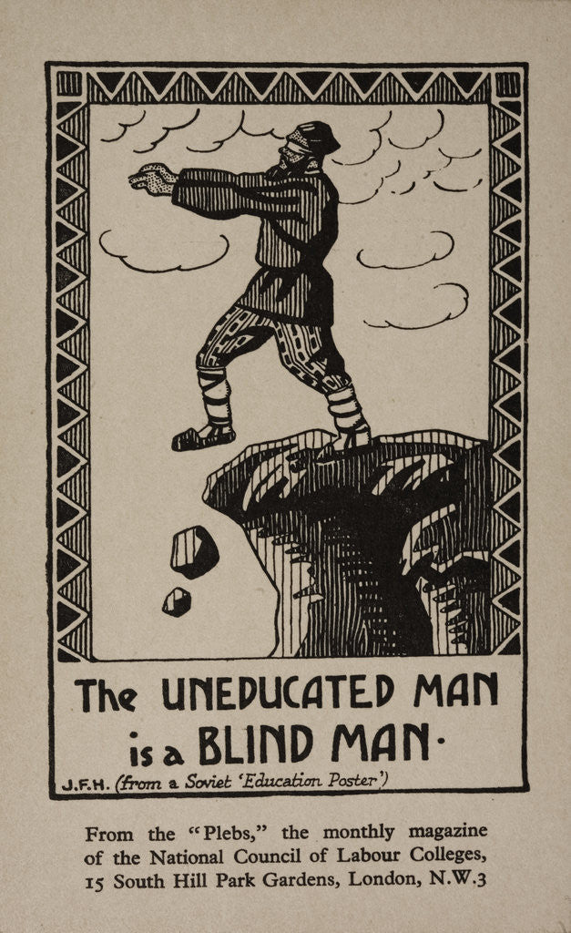 Detail of The Uneducated Man Is a Blind Man Postcard by Anonymous