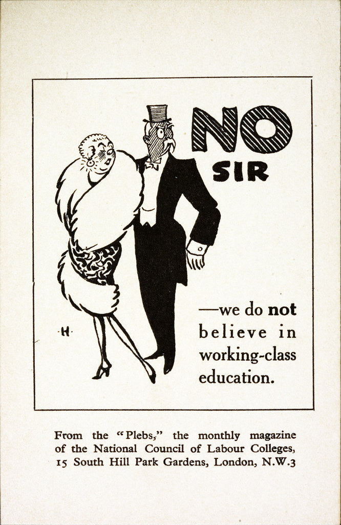 Detail of No Sir We Do Not Believe in Working-Class Education Postcard by Anonymous
