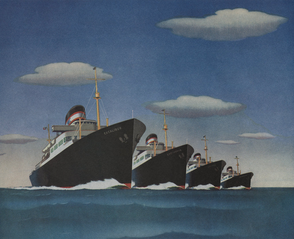 Detail of Illustration of Four American Export Lines Ships by Anonymous