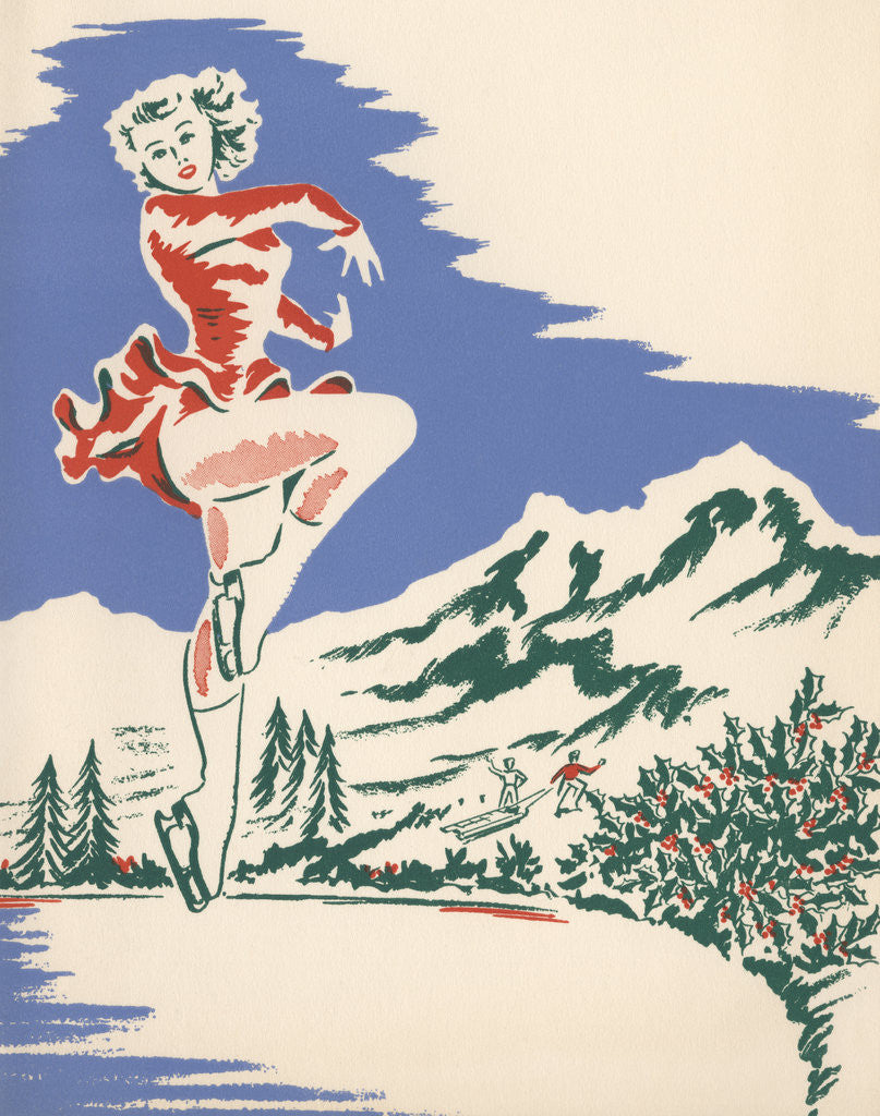Detail of Illustration of Ice Skater by Corbis