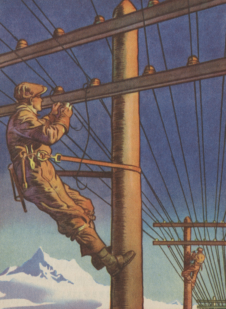 Detail of A Telegraph Lineman Illustration by Anonymous