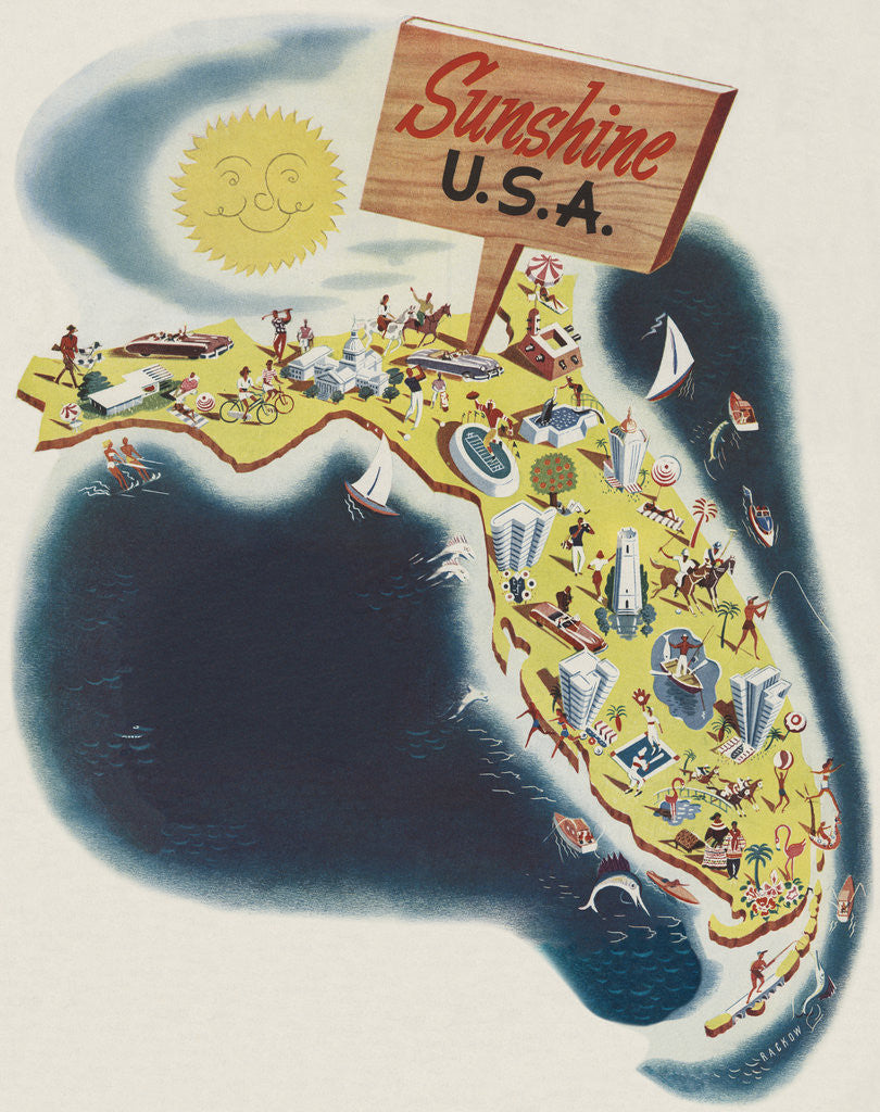Detail of Florida the Sunshine State by Leo Rackow
