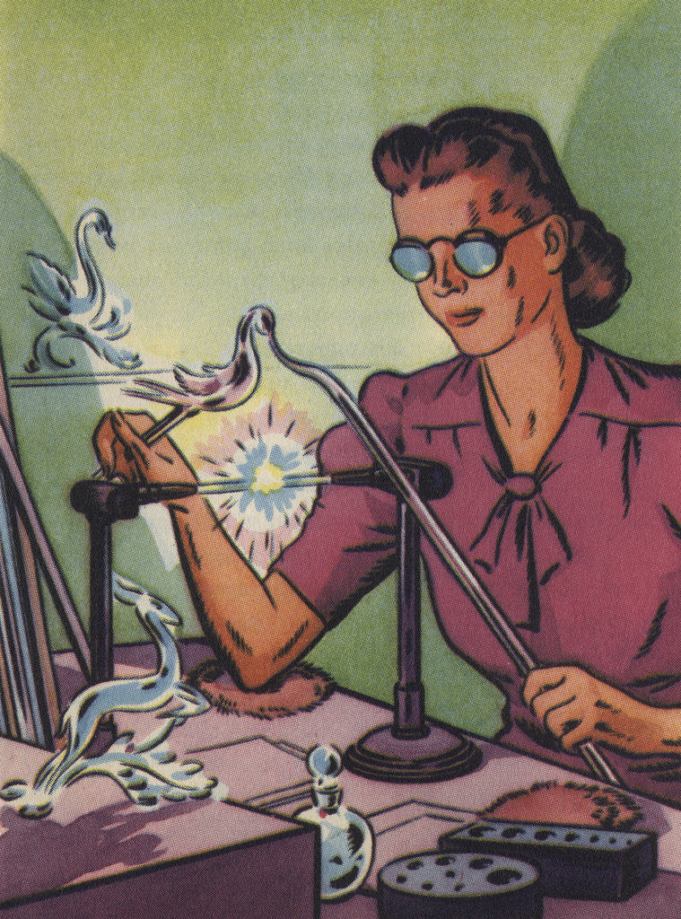 Detail of Illustration of Woman Sculpting Glass by Anonymous