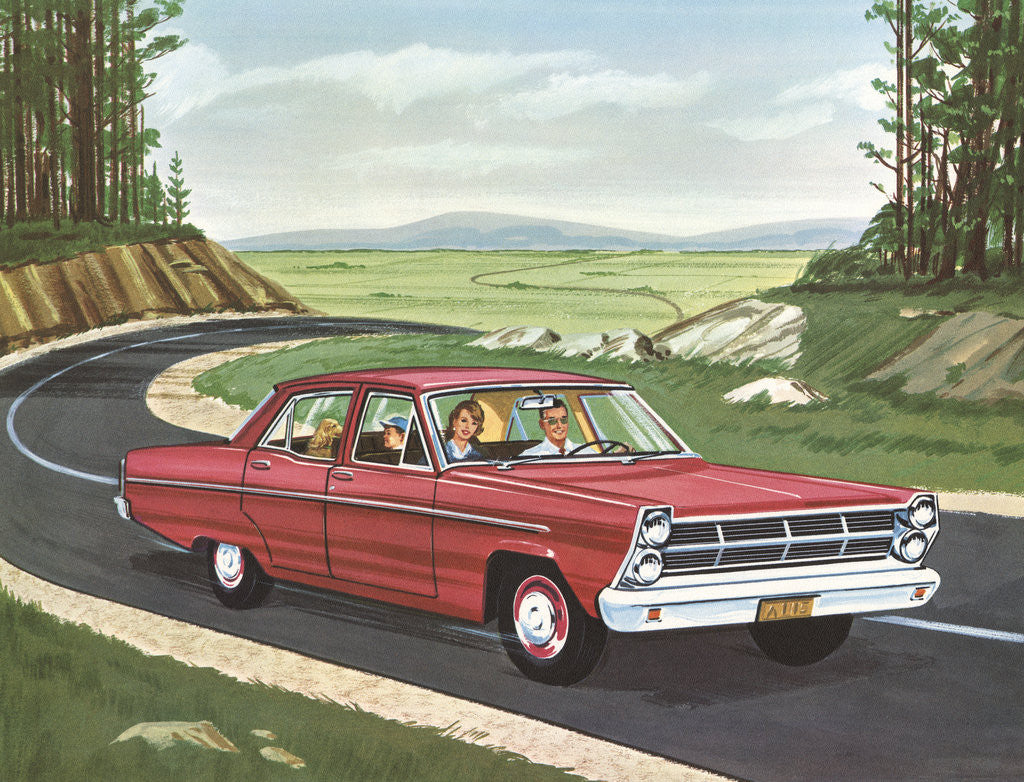 Detail of Illustration of Family Driving in Car by Anonymous
