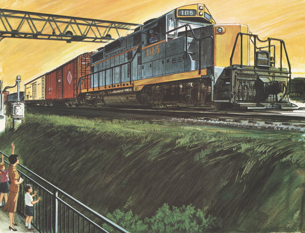 Detail of Illustration of Freight Train by Anonymous
