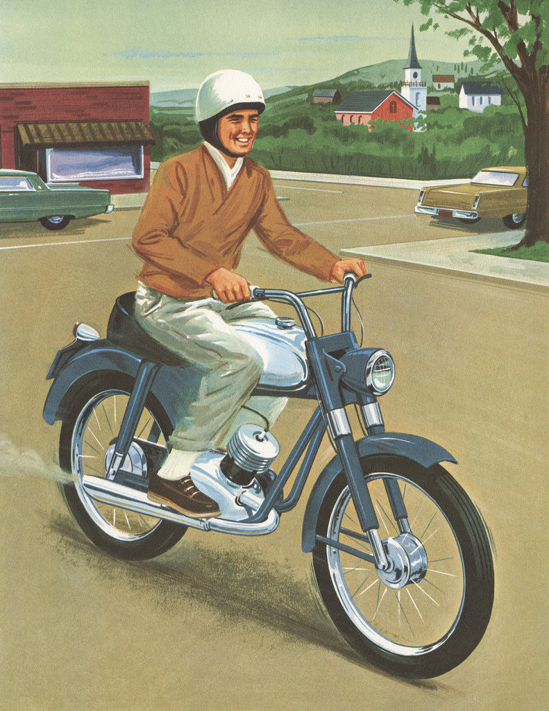 Detail of Illustration of Man Riding Motorcycle by Anonymous