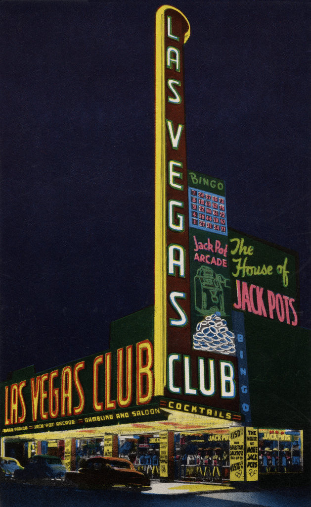 Detail of Postcard of Las Vegas Club at Night by Anonymous