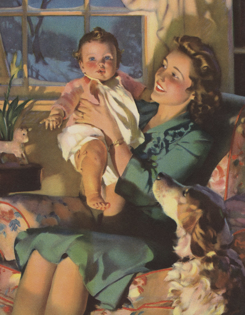 Detail of Illustration of Mother Holding Baby by Anonymous
