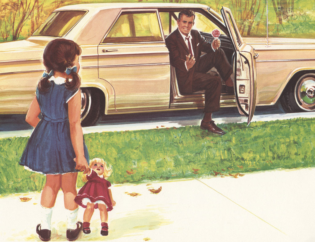 Detail of Illustration of Stranger Offering Girl Candy by Anonymous