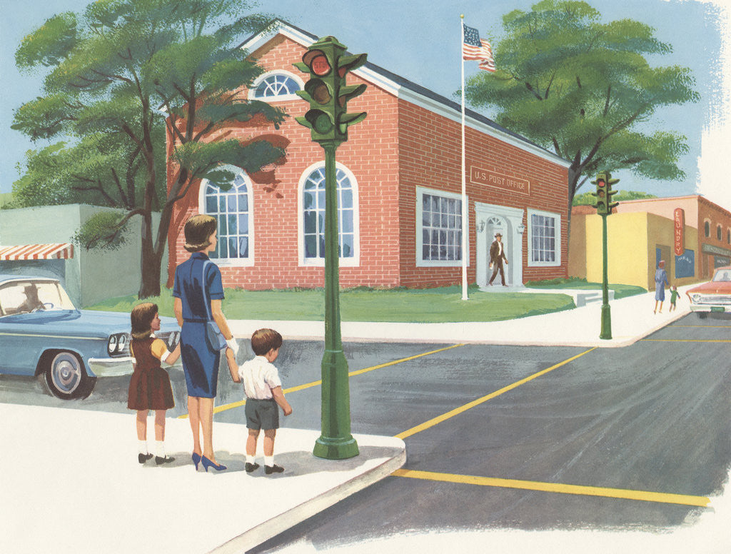 Detail of Crossing the Street Illustration by Anonymous