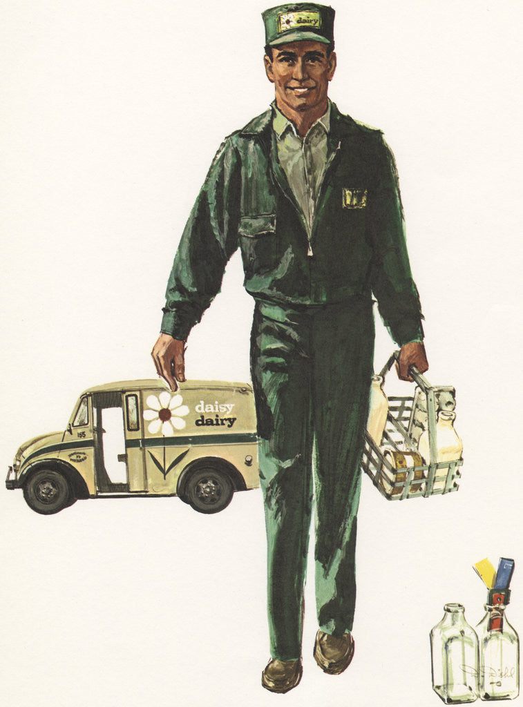 Detail of Illustration of Milkman Delivering Milk by Anonymous