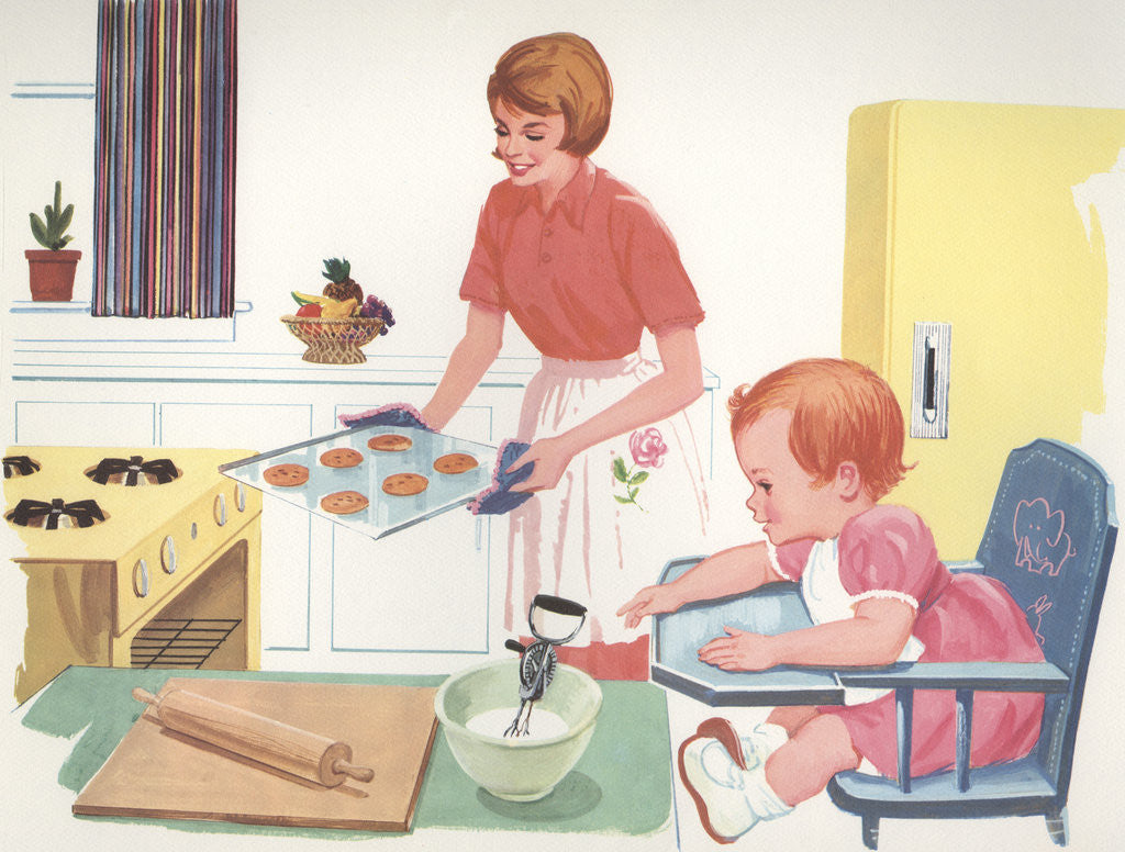 Detail of Illustration of Mother Baking Cookies by Corbis