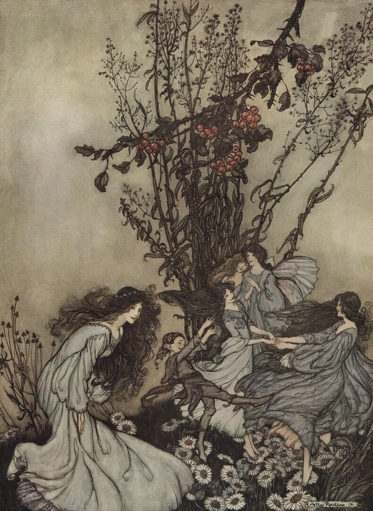 Detail of Fairies Never Say, 'We Feel Happy'; What They Say Is, 'We Feel Dancey' by Arthur Rackham