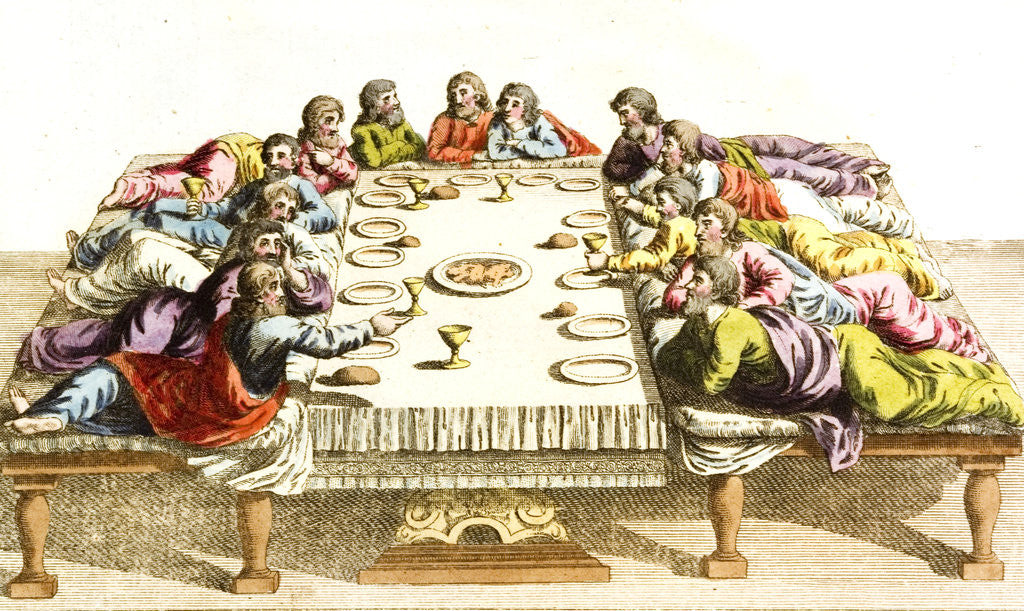 Detail of Print of Jewish Men Eating Meal by Anonymous