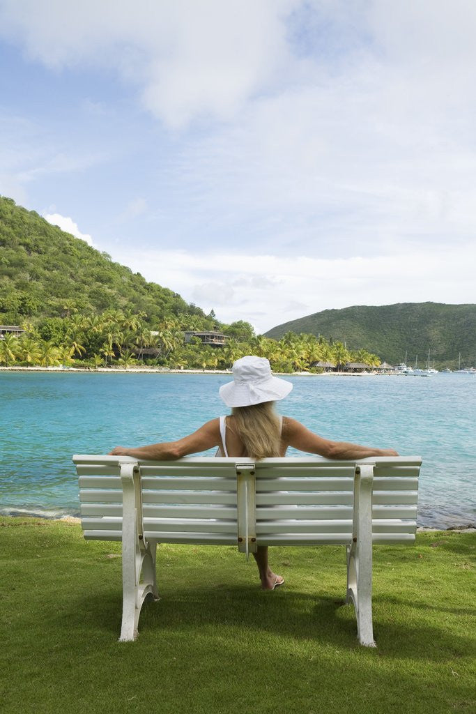Detail of Woman on Bench at Saba Rock by Anonymous