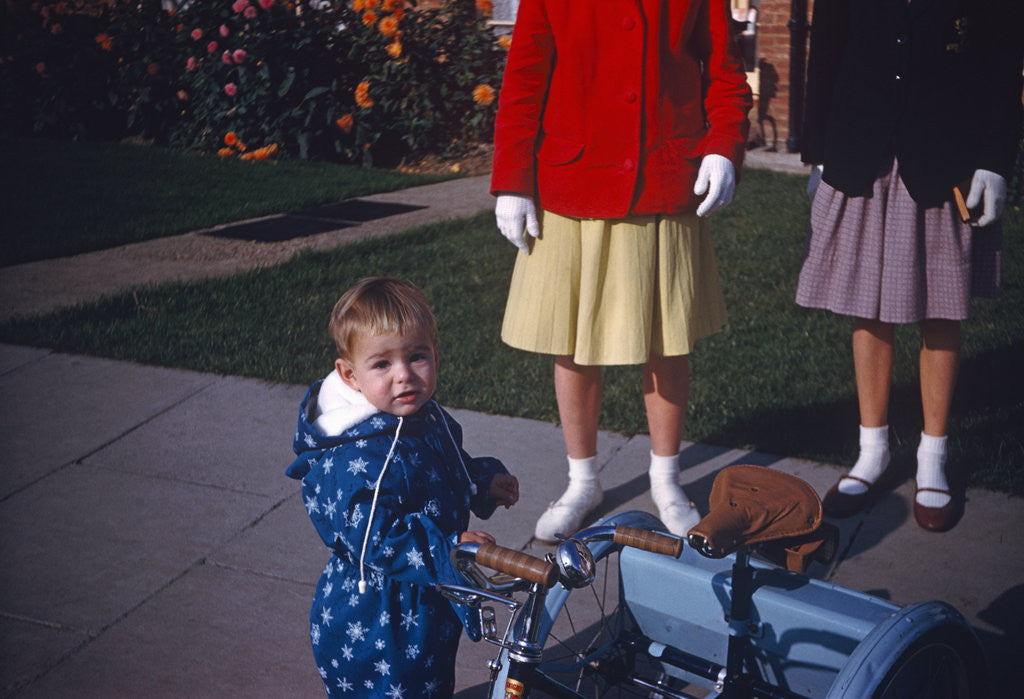 Detail of England - Westcliff - Young boy with 1960's teenagers by Anonymous