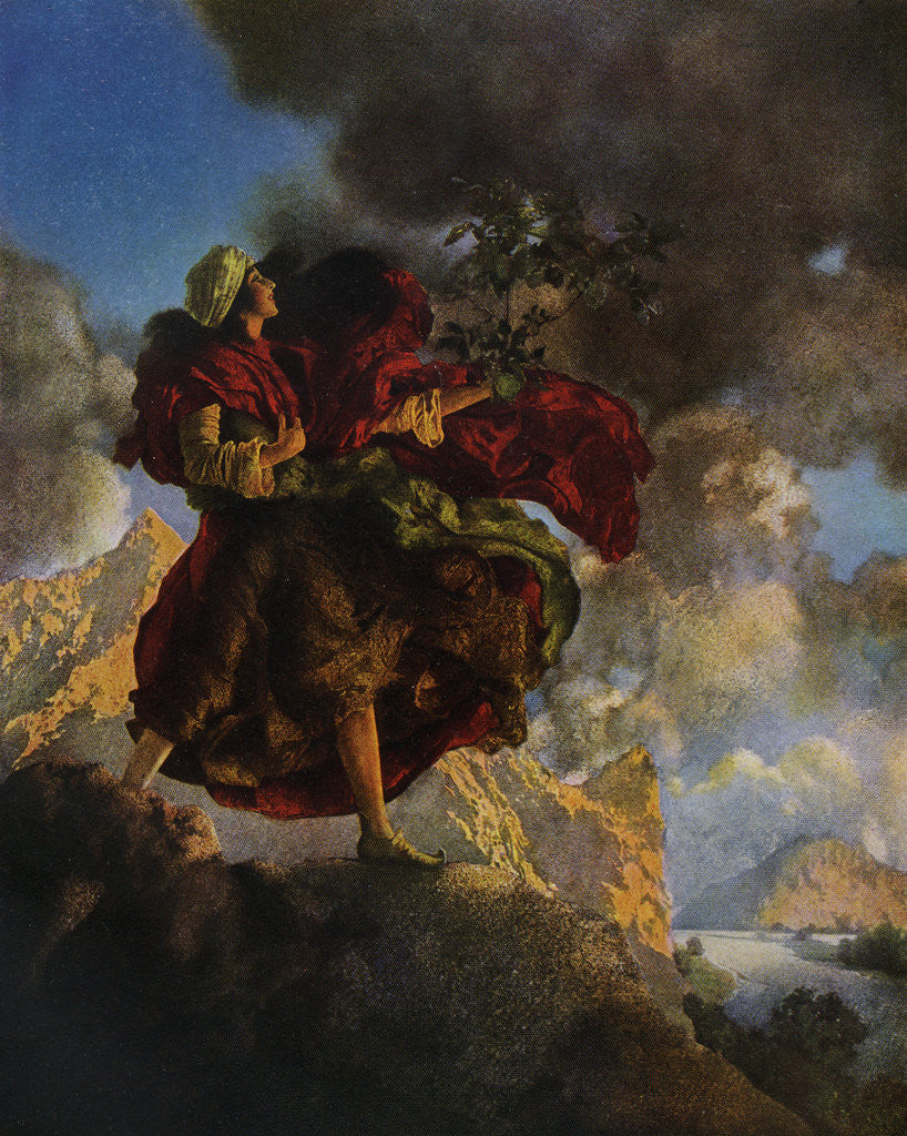 Detail of The Talking Bird by Maxfield Parrish