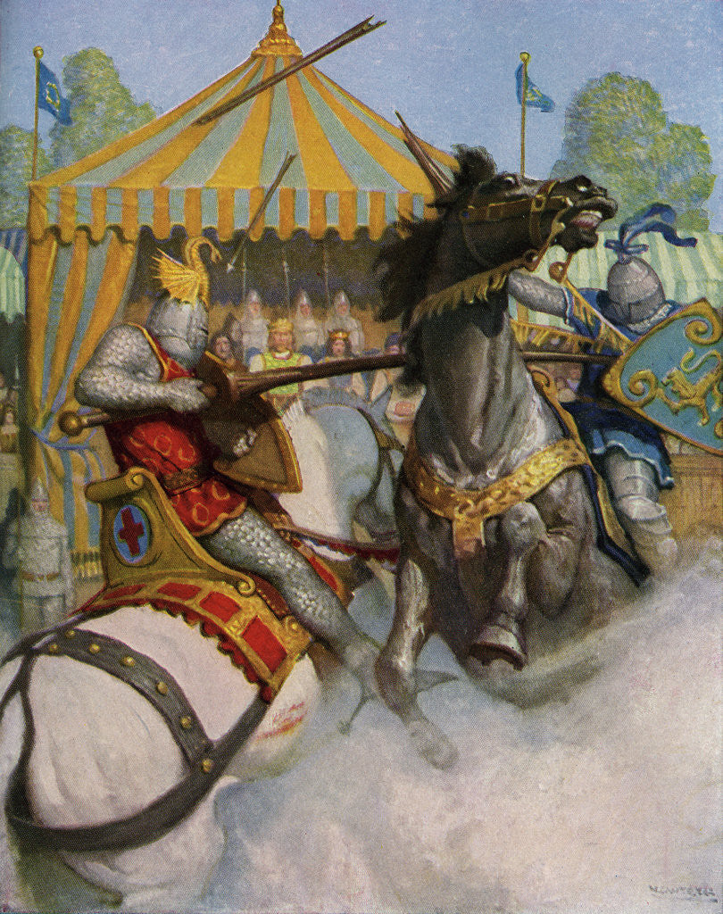 Detail of Illustration of Sir Mador Jousting with an Opponent by N.C. Wyeth