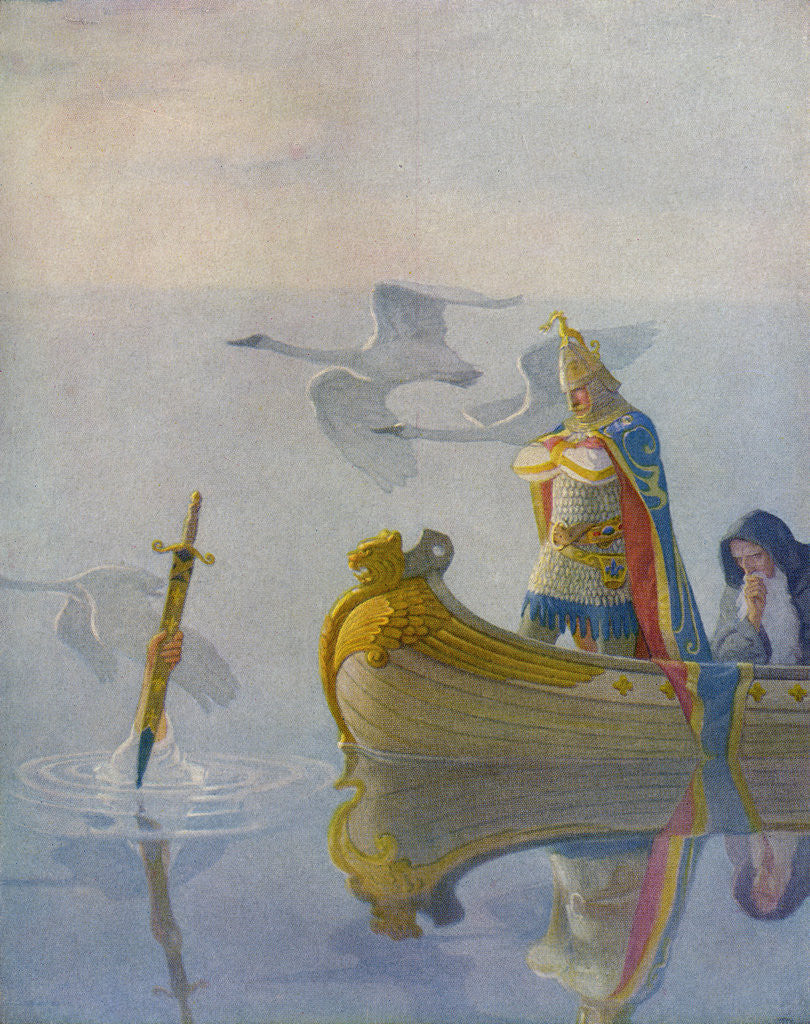 Detail of Illustration of King Arthur Receiving Excalibur from the Lady of the Lake by N.C. Wyeth