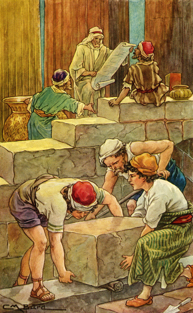 Detail of The Building of the Temple of Solomon by Clara M. Burd