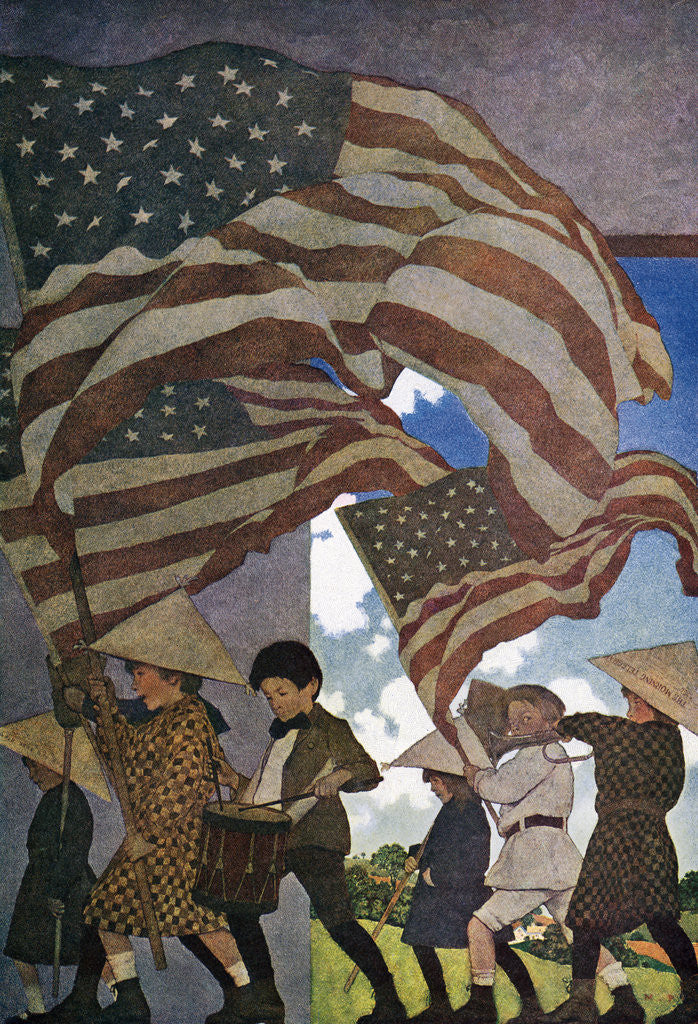 Detail of With Trumpet and Drum by Maxfield Parrish