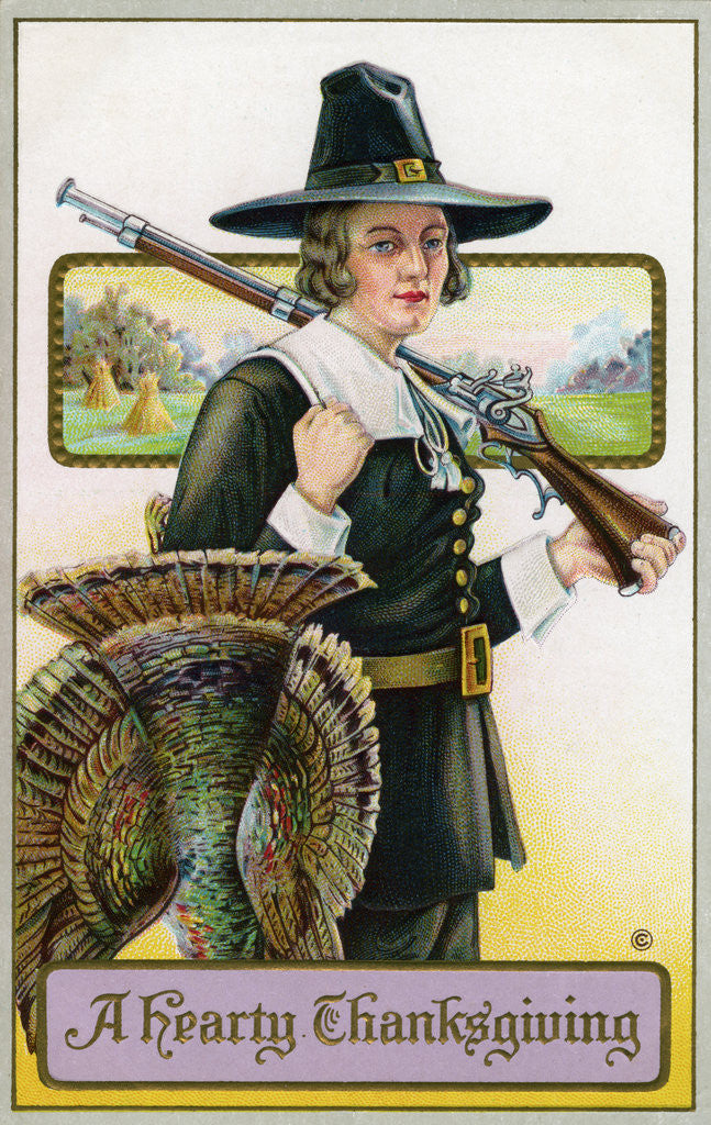 Detail of A Hearty Thanksgiving Postcard by Corbis