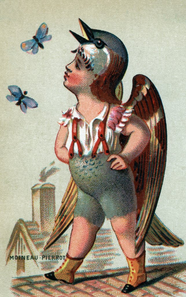 Detail of Illustration of Child Dressed in Sparrow Costume by Anonymous