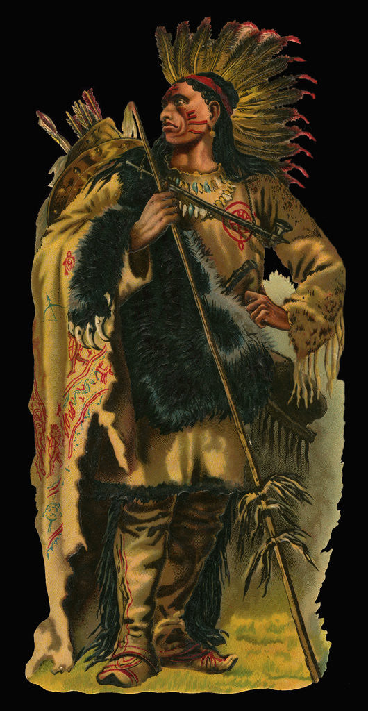 Detail of Victorian Scrap of Native American Chief by Anonymous