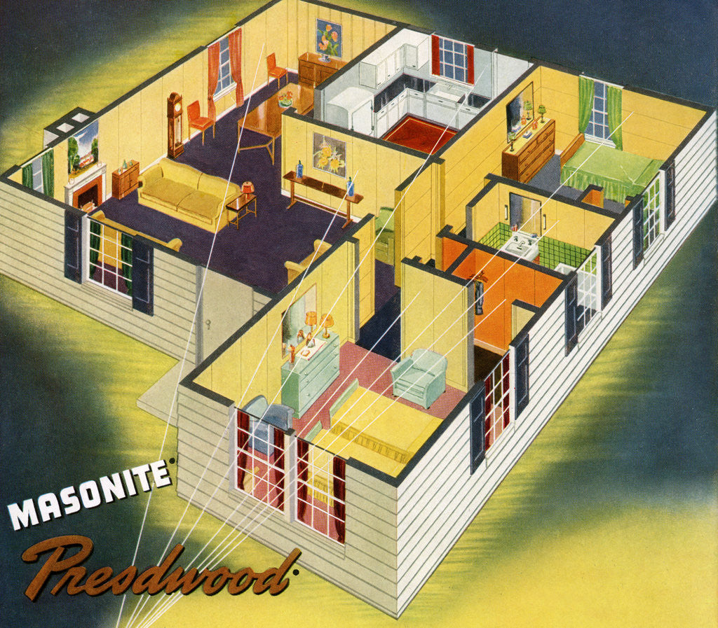 Detail of Illustration of Ideal American House Plan by Anonymous