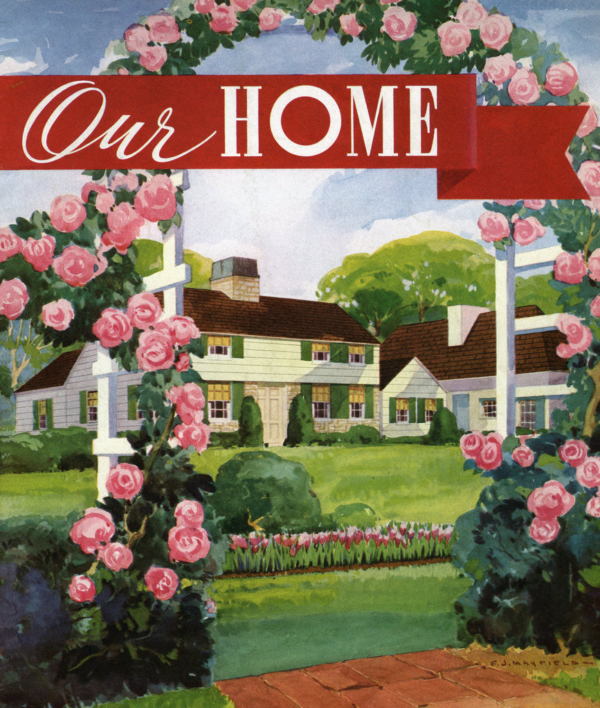 Detail of Illustration of Ideal American Home by Corbis