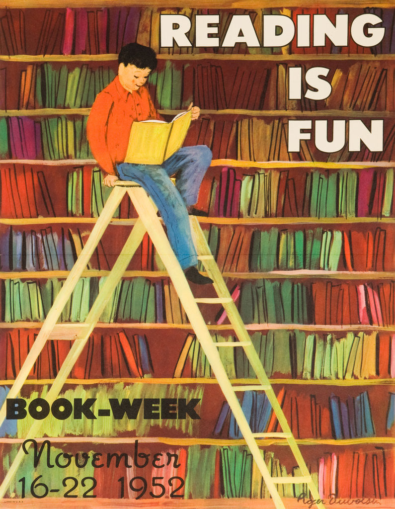 Detail of Reading Is Fun Poster by Roger Duvoisin