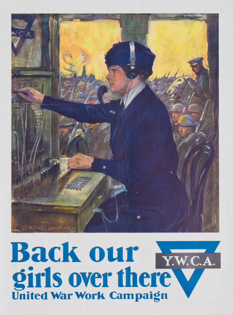 Detail of Back Our Girls Over There Poster by Clarence F. Underwood