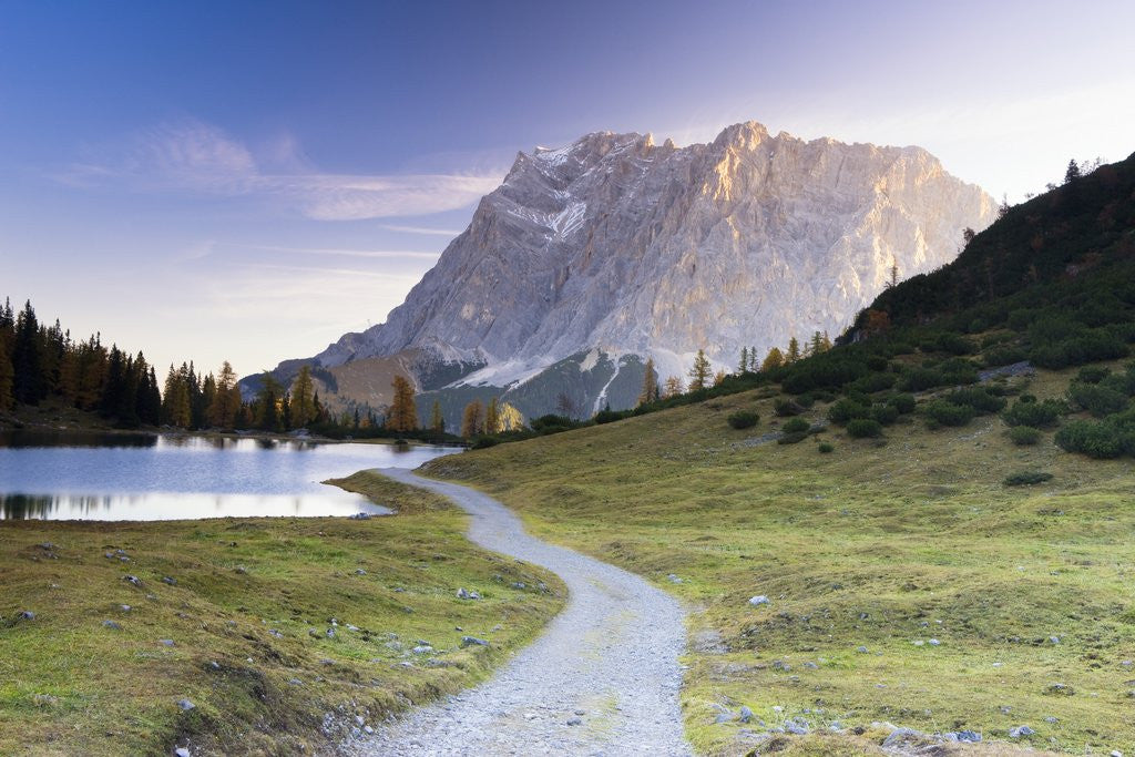 Detail of Autumn Morning at Lake Seebensee by Mt. Zugspitze