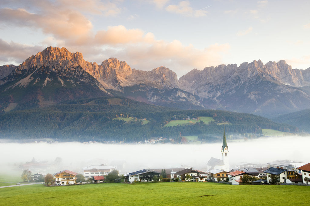 Detail of Fog over Mountain Village by Anonymous