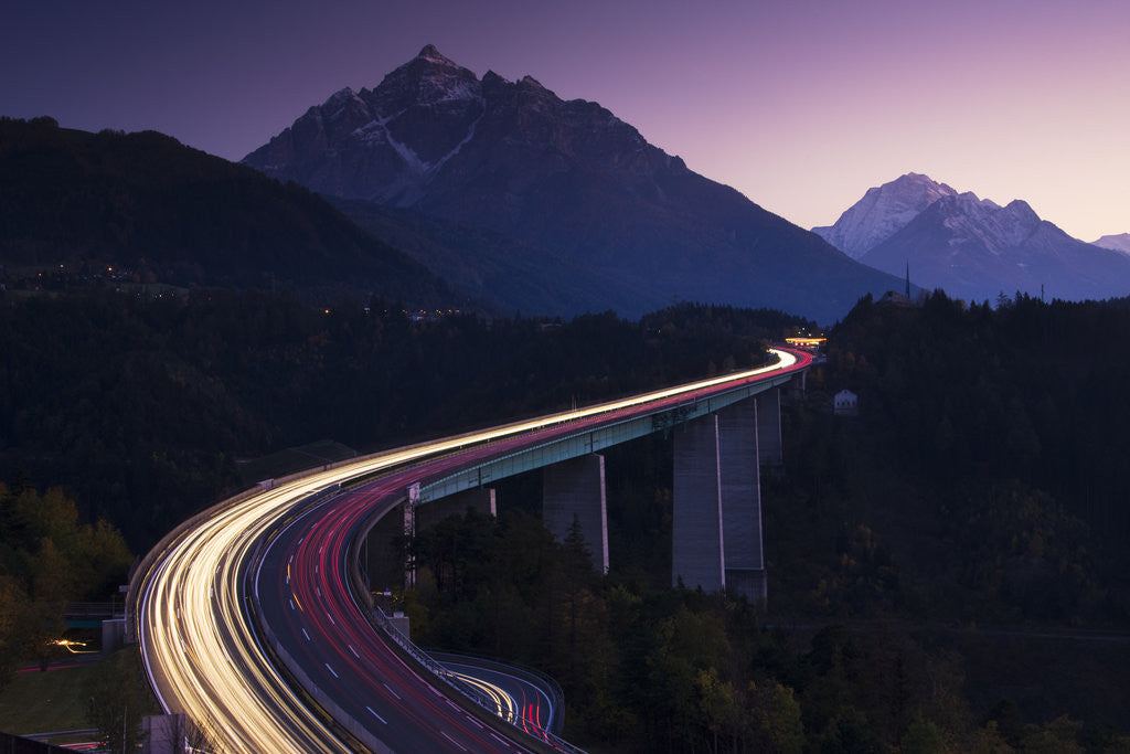Detail of Light Trails on Mountain Pass by Anonymous