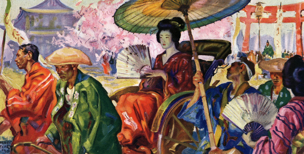 Detail of Illustration of Japanese Woman in Rickshaw by Matt Clark