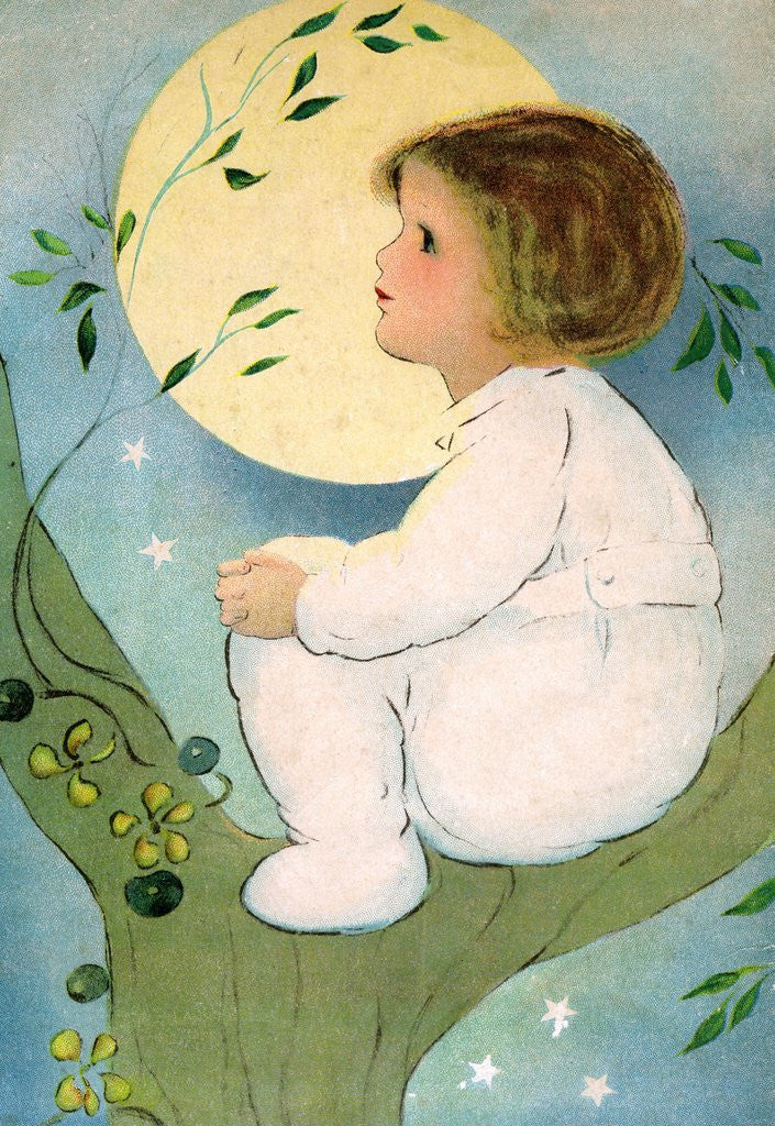 Detail of Illustration of Girl Sitting in Tree by Margaret Evans Price