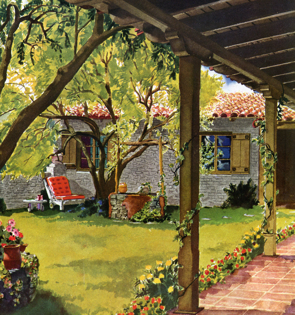 Detail of Illustration of Backyard by Anonymous